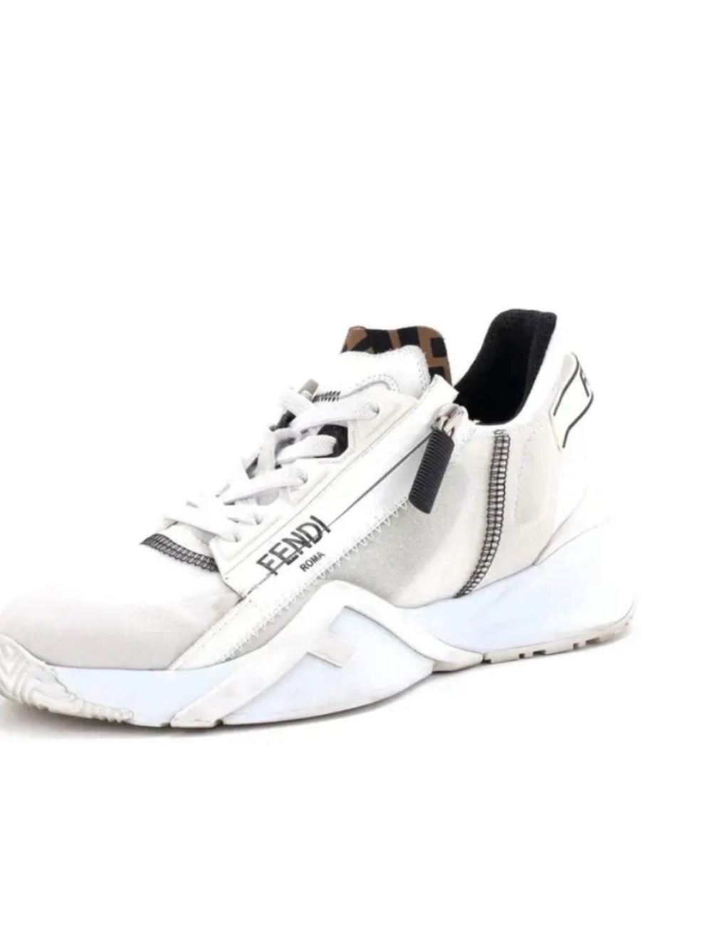NWB Fendi Flow White and Black Womens 38 Low-Top Fashion Sneakers